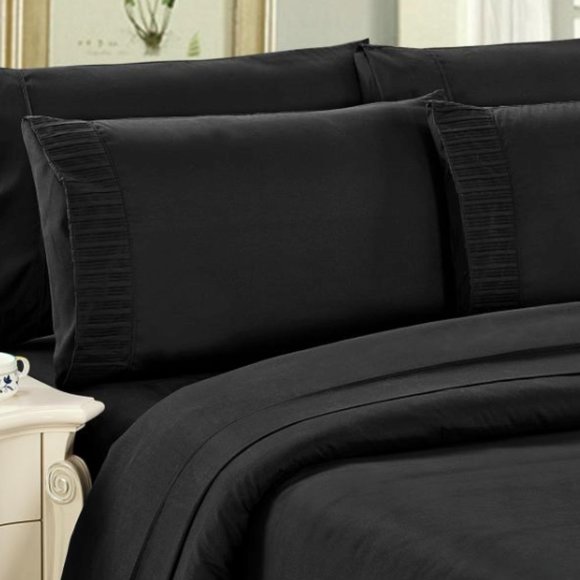 COPY - Bamboo Sheet Set Black Color Size King 2 Free Pillowcase - Picture 1 of 2